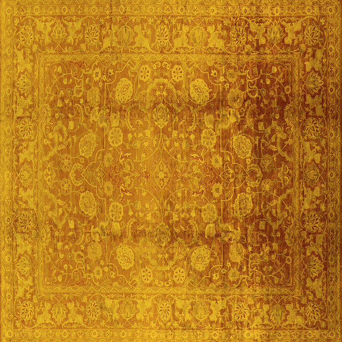 Square Machine Washable Oriental Yellow Industrial Rug, wshurb3126yw