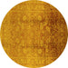 Round Oriental Yellow Industrial Rug, urb3126yw