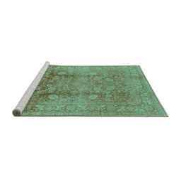 Sideview of Machine Washable Oriental Turquoise Industrial Area Rugs, wshurb3126turq