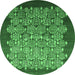 Round Oriental Emerald Green Industrial Rug, urb3127emgrn