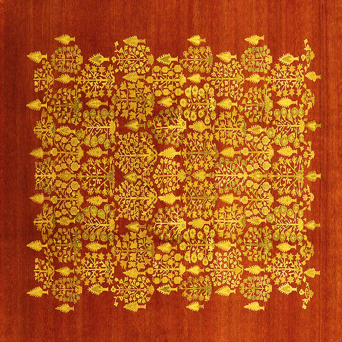 Square Machine Washable Oriental Yellow Industrial Rug, wshurb3127yw