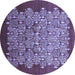 Round Machine Washable Oriental Blue Industrial Rug, wshurb3127blu