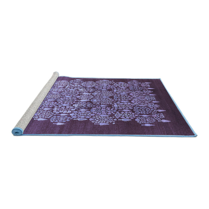 Sideview of Machine Washable Oriental Blue Industrial Rug, wshurb3127blu