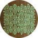 Round Oriental Turquoise Industrial Rug, urb3127turq