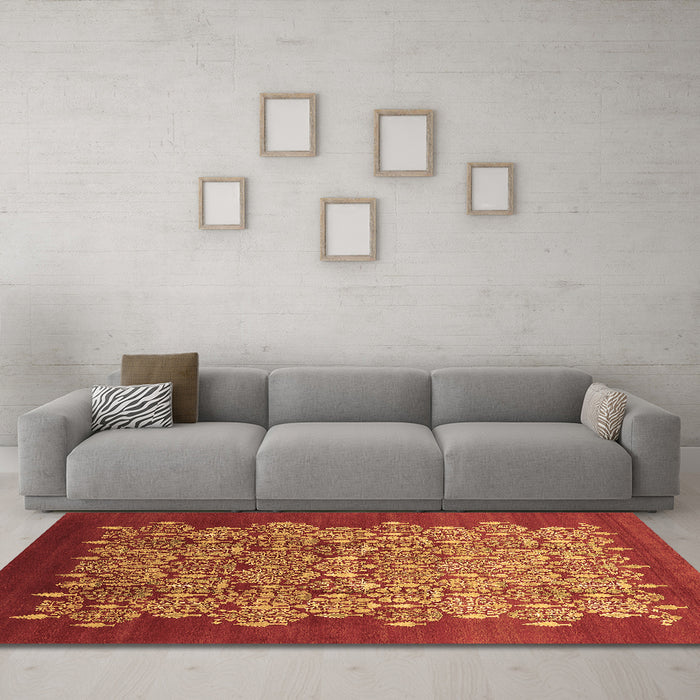 Machine Washable Oriental Brown Industrial Rug in a Living Room,, wshurb3127brn