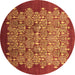 Round Machine Washable Oriental Brown Industrial Rug, wshurb3127brn