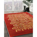 Mid-Century Modern Red Oriental Rug in Family Room, urb3127