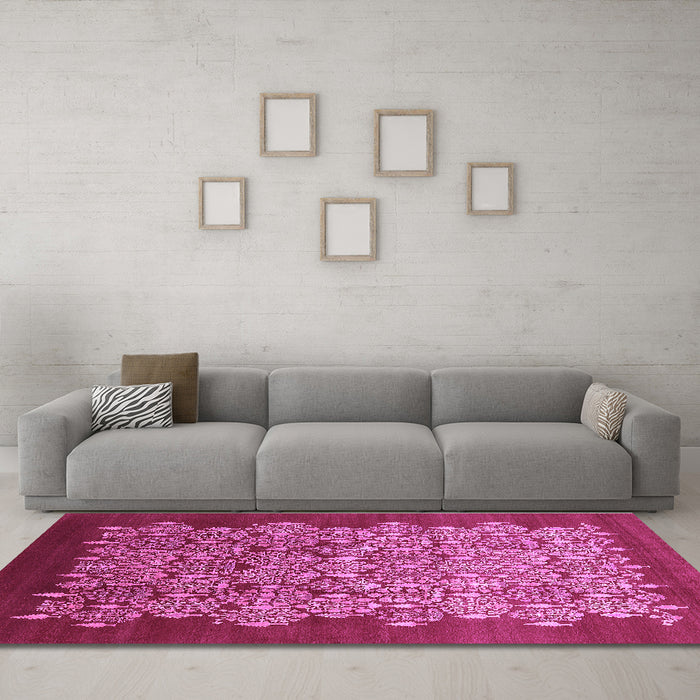 Machine Washable Oriental Purple Industrial Area Rugs in a Living Room, wshurb3127pur