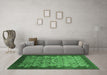 Machine Washable Oriental Emerald Green Industrial Area Rugs in a Living Room,, wshurb3127emgrn