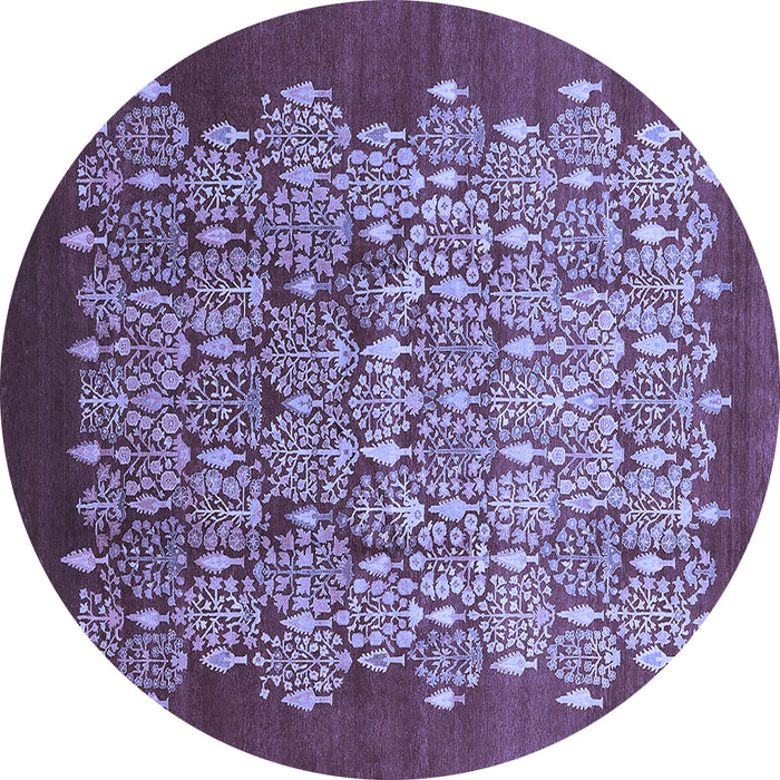 Round Oriental Blue Industrial Rug, urb3127blu