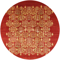 Round Machine Washable Industrial Modern Red Rug, wshurb3127