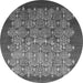 Round Machine Washable Oriental Gray Industrial Rug, wshurb3127gry