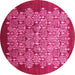 Round Machine Washable Oriental Pink Industrial Rug, wshurb3127pnk