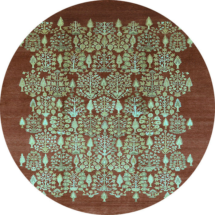Round Oriental Light Blue Industrial Rug, urb3127lblu