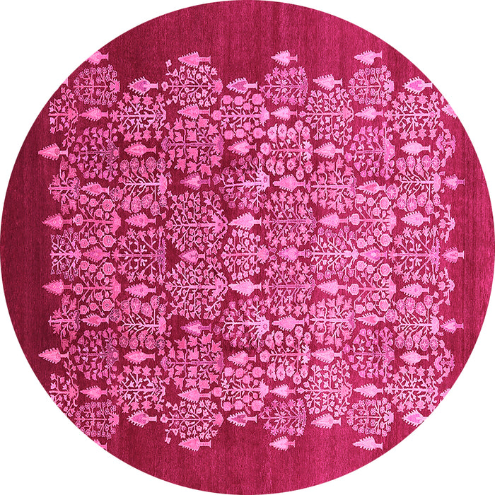 Round Oriental Pink Industrial Rug, urb3127pnk