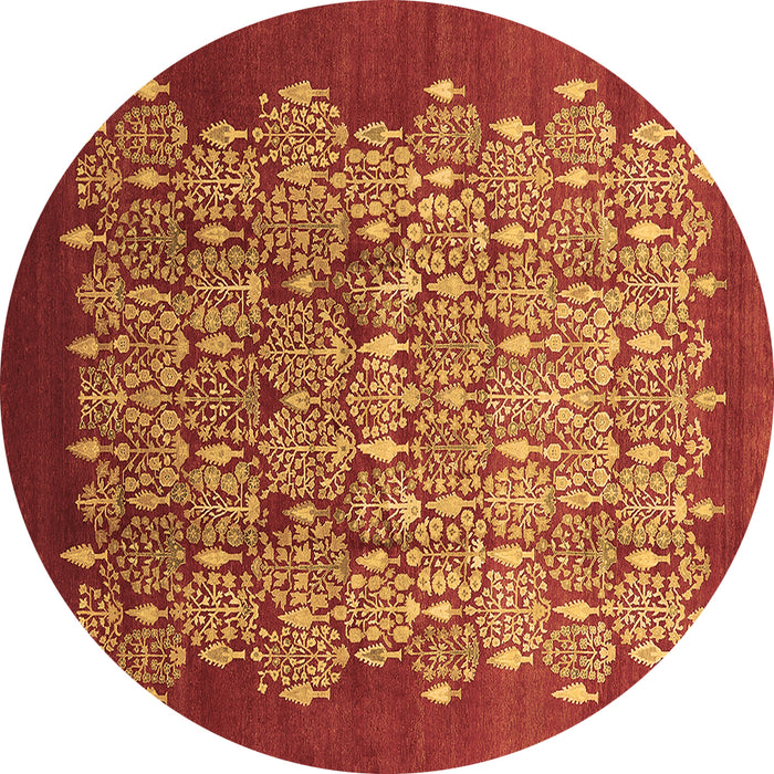 Round Oriental Brown Industrial Rug, urb3127brn