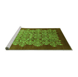 Sideview of Machine Washable Oriental Green Industrial Area Rugs, wshurb3127grn