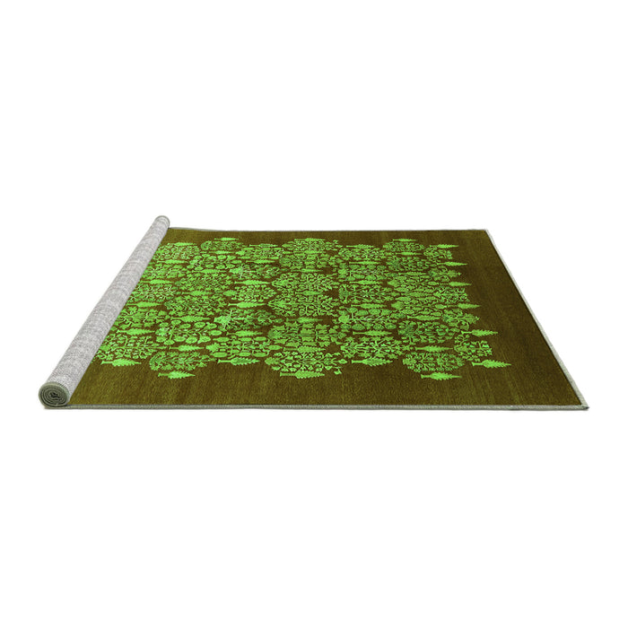 Sideview of Machine Washable Oriental Green Industrial Area Rugs, wshurb3127grn