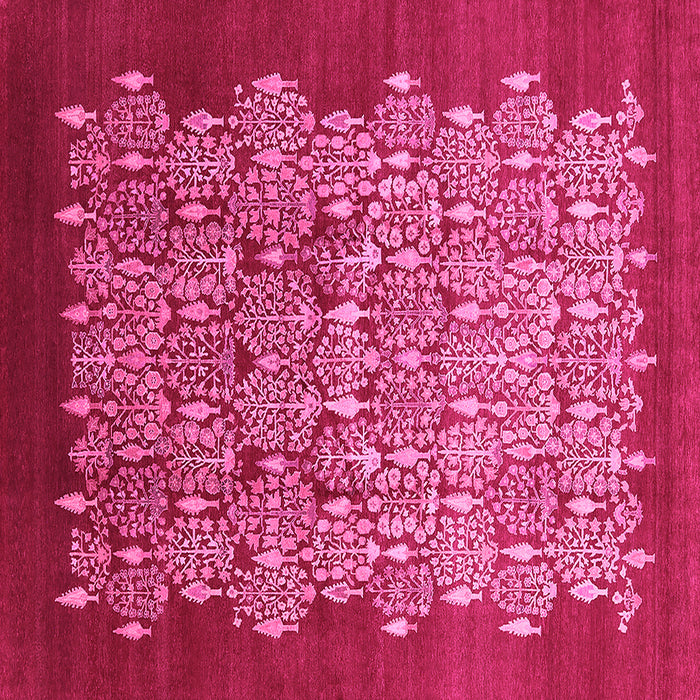Square Machine Washable Oriental Pink Industrial Rug, wshurb3127pnk