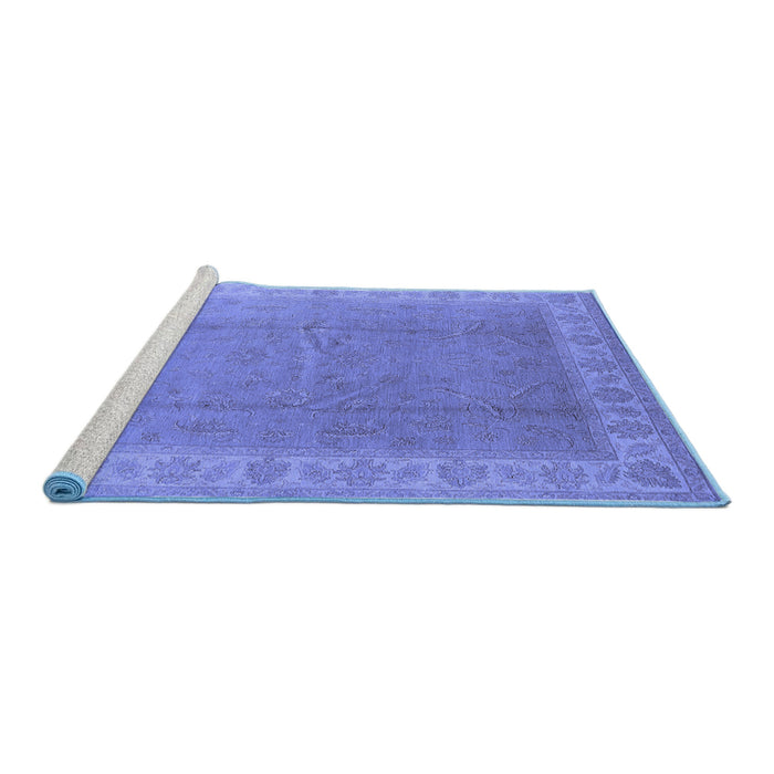 Sideview of Machine Washable Oriental Blue Industrial Rug, wshurb3128blu