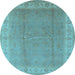 Round Oriental Light Blue Industrial Rug, urb3128lblu