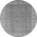 Round Machine Washable Oriental Gray Industrial Rug, wshurb3128gry