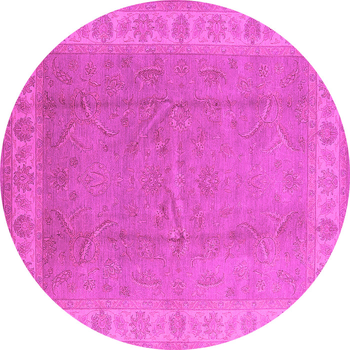 Round Machine Washable Oriental Pink Industrial Rug, wshurb3128pnk