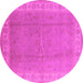 Round Machine Washable Oriental Pink Industrial Rug, wshurb3128pnk