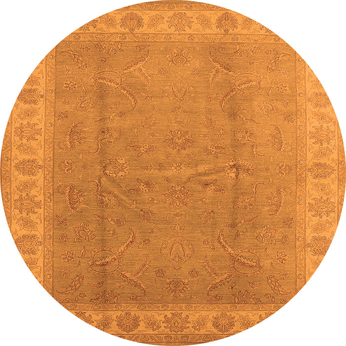 Round Machine Washable Oriental Orange Industrial Area Rugs, wshurb3128org