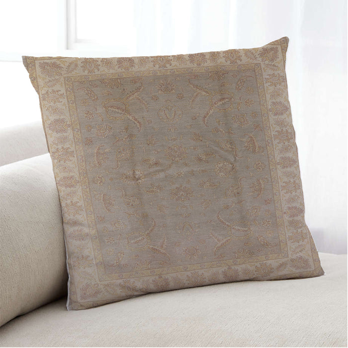 Lifestyle Image of Mid-Century Modern Urban Square Camel Brown Throw Pillow, 18 inch by 18 inch, pwurb3128