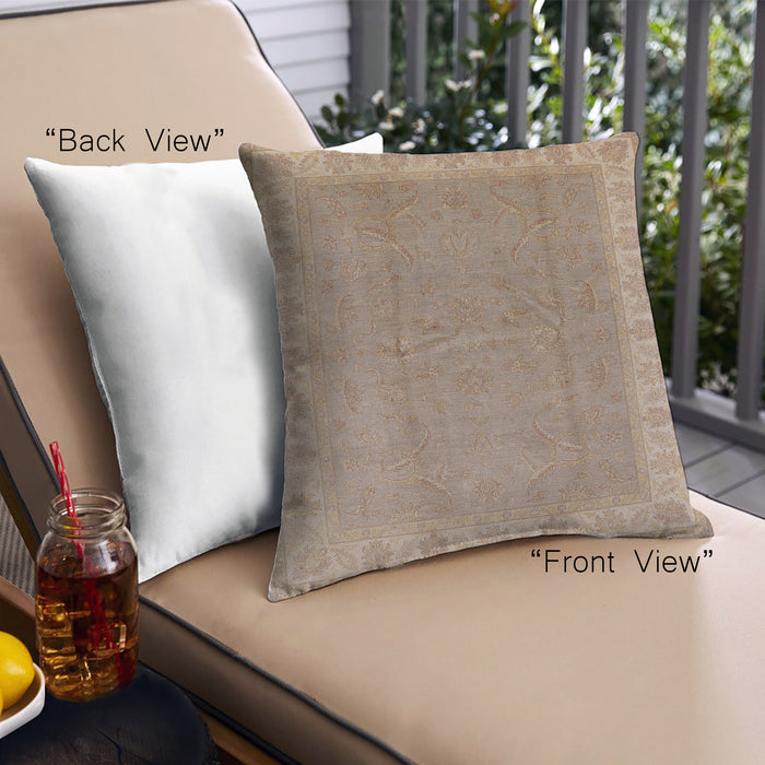Front View of Mid-Century Modern Urban Square Camel Brown Throw Pillow, 18 inch by 18 inch, pwurb3128