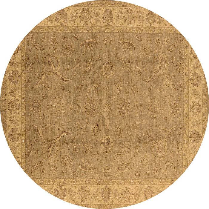 Round Oriental Brown Industrial Rug, urb3128brn