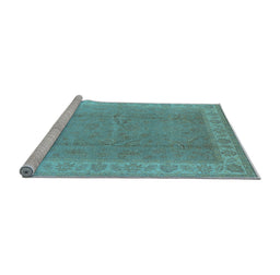 Sideview of Machine Washable Oriental Light Blue Industrial Rug, wshurb3128lblu