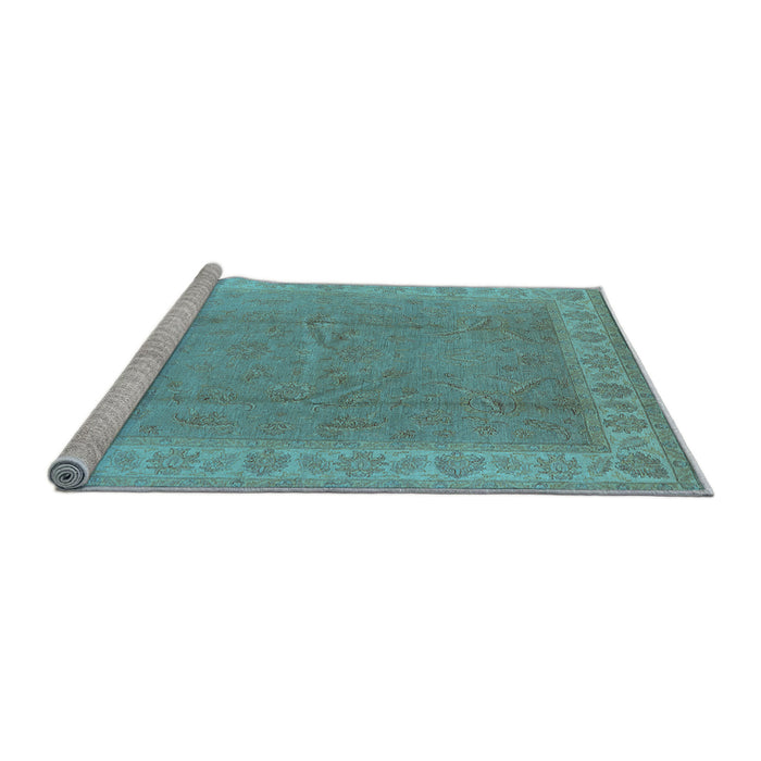 Sideview of Machine Washable Oriental Light Blue Industrial Rug, wshurb3128lblu