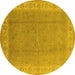 Round Oriental Yellow Industrial Rug, urb3128yw