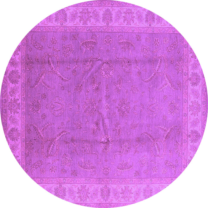 Round Machine Washable Oriental Purple Industrial Area Rugs, wshurb3128pur