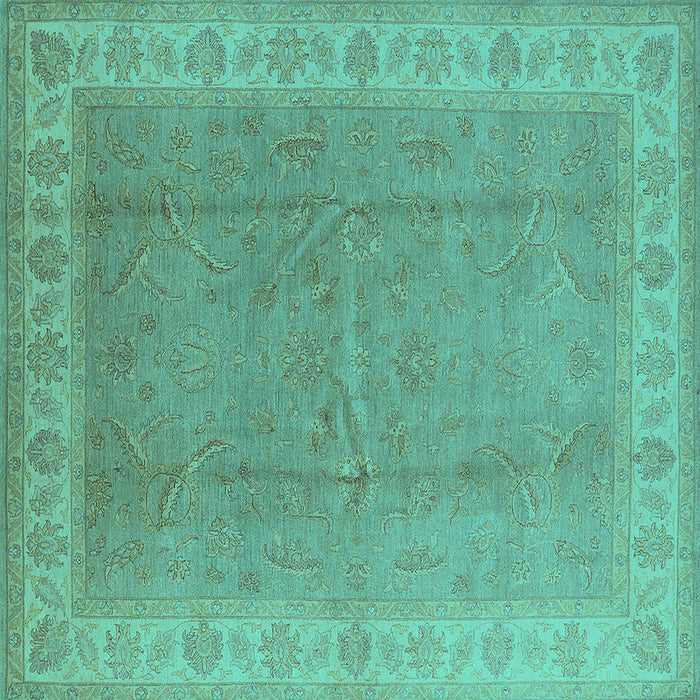 Square Oriental Turquoise Industrial Rug, urb3128turq