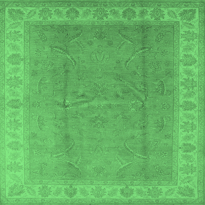 Square Machine Washable Oriental Emerald Green Industrial Area Rugs, wshurb3128emgrn