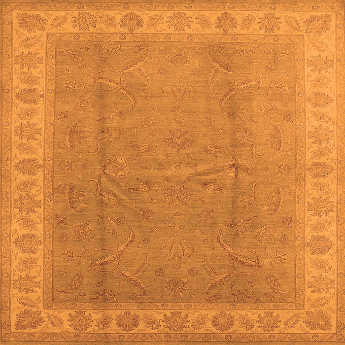 Square Machine Washable Oriental Orange Industrial Area Rugs, wshurb3128org