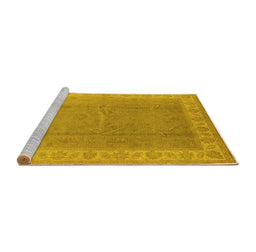 Sideview of Machine Washable Oriental Yellow Industrial Rug, wshurb3128yw