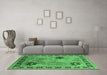 Machine Washable Oriental Emerald Green Industrial Area Rugs in a Living Room,, wshurb3129emgrn