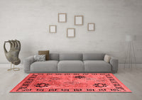 Machine Washable Oriental Red Industrial Rug, wshurb3129red