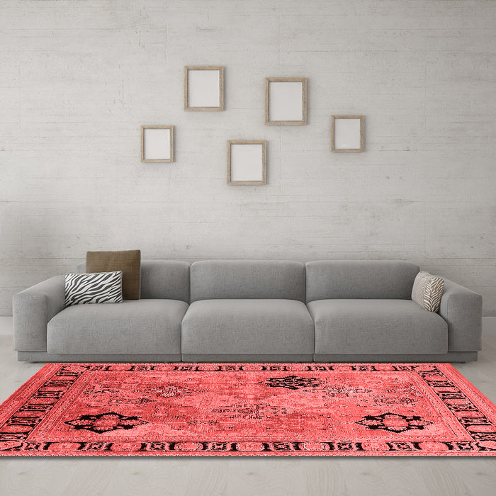 Industrial Red Washable Rugs