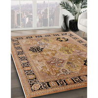 Mid-Century Modern Sandy Brown Oriental Rug, urb3129