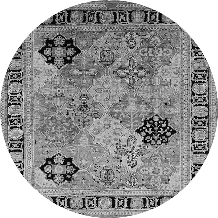 Round Oriental Gray Industrial Rug, urb3129gry
