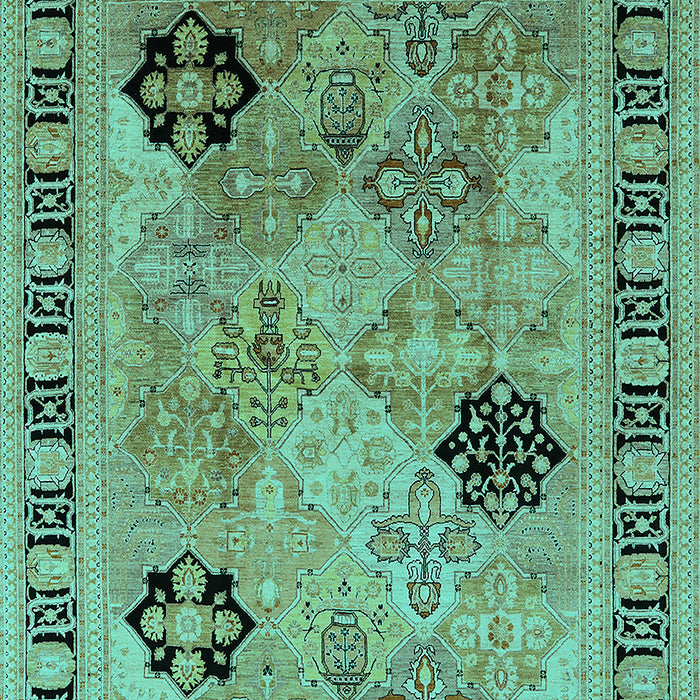 Machine Washable Oriental Turquoise Industrial Area Rugs, wshurb3129turq