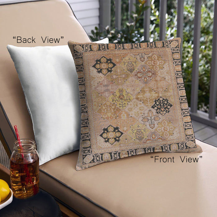 Front View of Mid-Century Modern Urban Square Sandy Brown Throw Pillow, 18 inch by 18 inch, pwurb3129