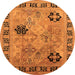 Round Machine Washable Oriental Orange Industrial Area Rugs, wshurb3129org