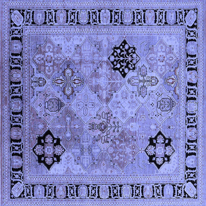 Square Machine Washable Oriental Blue Industrial Rug, wshurb3129blu