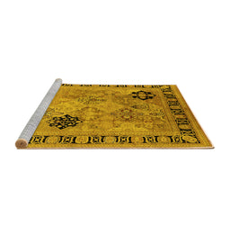 Sideview of Machine Washable Oriental Yellow Industrial Rug, wshurb3129yw